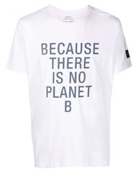 T-shirt à col rond imprimé blanc et bleu marine ECOALF