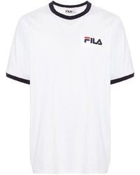 T-shirt à col rond imprimé blanc et bleu marine Fila
