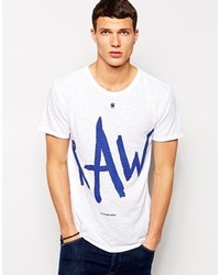 T-shirt à col rond imprimé blanc et bleu marine G Star
