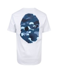 T-shirt à col rond imprimé blanc et bleu marine A Bathing Ape