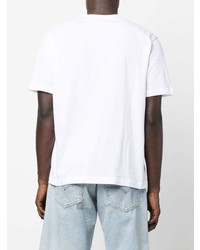 T-shirt à col rond imprimé blanc et bleu marine Emporio Armani