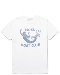 T-shirt à col rond imprimé blanc et bleu marine Hartford