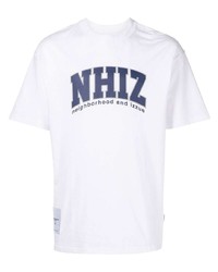 T-shirt à col rond imprimé blanc et bleu marine Izzue