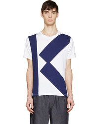 T-shirt à col rond imprimé blanc et bleu marine Kenzo