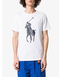 T-shirt à col rond imprimé blanc et bleu marine Polo Ralph Lauren