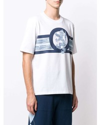 T-shirt à col rond imprimé blanc et bleu marine Pringle Of Scotland