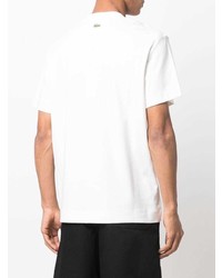 T-shirt à col rond imprimé blanc et bleu marine Lacoste