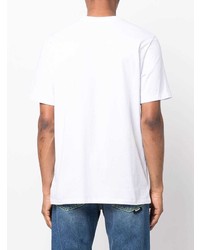 T-shirt à col rond imprimé blanc et bleu marine MSGM