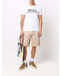 T-shirt à col rond imprimé blanc et bleu marine Polo Ralph Lauren