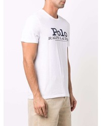 T-shirt à col rond imprimé blanc et bleu marine Polo Ralph Lauren