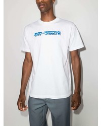 T-shirt à col rond imprimé blanc et bleu marine Off-White