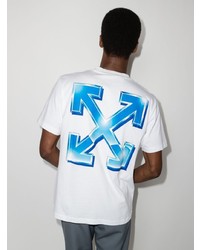 T-shirt à col rond imprimé blanc et bleu marine Off-White