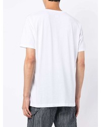 T-shirt à col rond imprimé blanc et bleu marine Hackett