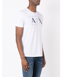 T-shirt à col rond imprimé blanc et bleu marine Armani Exchange