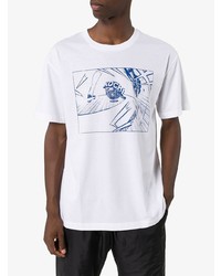 T-shirt à col rond imprimé blanc et bleu marine Koché
