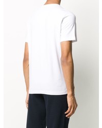 T-shirt à col rond imprimé blanc et bleu marine Corneliani