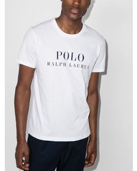 T-shirt à col rond imprimé blanc et bleu marine Polo Ralph Lauren