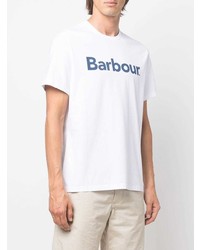 T-shirt à col rond imprimé blanc et bleu marine Barbour