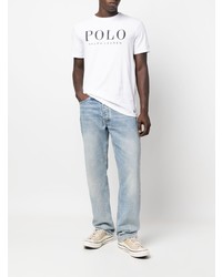 T-shirt à col rond imprimé blanc et bleu marine Polo Ralph Lauren