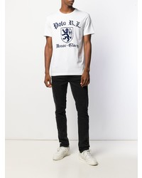 T-shirt à col rond imprimé blanc et bleu marine Polo Ralph Lauren