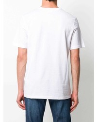 T-shirt à col rond imprimé blanc et bleu marine Salvatore Ferragamo