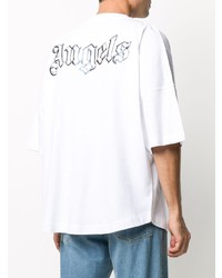 T-shirt à col rond imprimé blanc et bleu marine Palm Angels