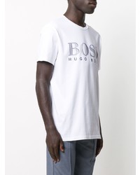 T-shirt à col rond imprimé blanc et bleu marine BOSS HUGO BOSS