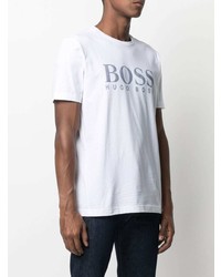 T-shirt à col rond imprimé blanc et bleu marine BOSS HUGO BOSS