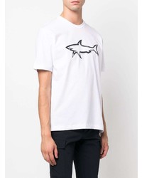 T-shirt à col rond imprimé blanc et bleu marine Paul & Shark