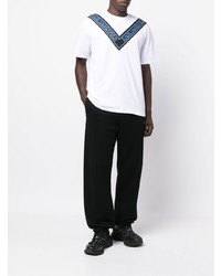 T-shirt à col rond imprimé blanc et bleu marine Karl Lagerfeld