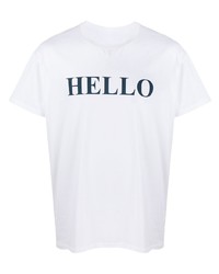 T-shirt à col rond imprimé blanc et bleu marine MACKINTOSH