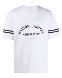 T-shirt à col rond imprimé blanc et bleu marine Maison Labiche