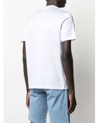 T-shirt à col rond imprimé blanc et bleu marine Brioni