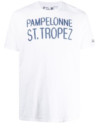 T-shirt à col rond imprimé blanc et bleu marine MC2 Saint Barth