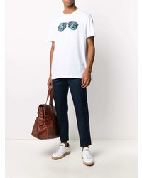 T-shirt à col rond imprimé blanc et bleu marine Michael Kors