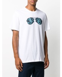 T-shirt à col rond imprimé blanc et bleu marine Michael Kors