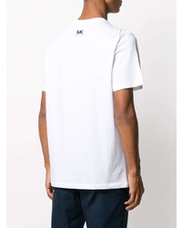 T-shirt à col rond imprimé blanc et bleu marine Michael Kors