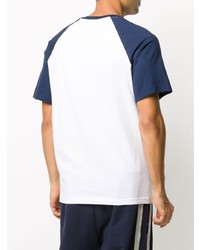 T-shirt à col rond imprimé blanc et bleu marine Lanvin