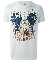 T-shirt à col rond imprimé blanc et bleu marine Neil Barrett