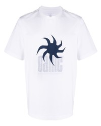 T-shirt à col rond imprimé blanc et bleu marine Oamc