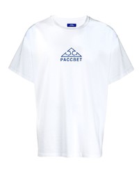 T-shirt à col rond imprimé blanc et bleu marine PACCBET