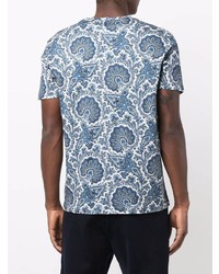 T-shirt à col rond imprimé blanc et bleu marine Etro