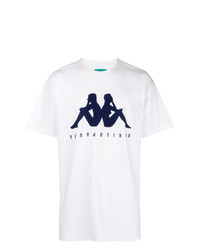T-shirt à col rond imprimé blanc et bleu marine Paura