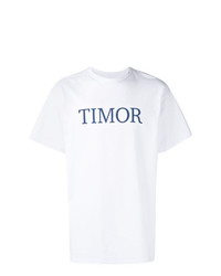 T-shirt à col rond imprimé blanc et bleu marine Paura