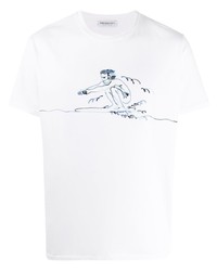 T-shirt à col rond imprimé blanc et bleu marine President’S