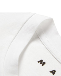 T-shirt à col rond imprimé blanc et bleu marine Marni