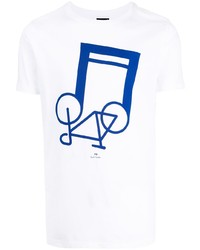 T-shirt à col rond imprimé blanc et bleu marine PS Paul Smith