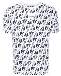 T-shirt à col rond imprimé blanc et bleu marine Raeburn