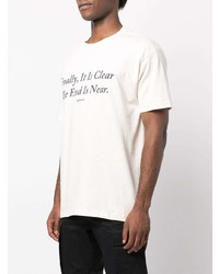 T-shirt à col rond imprimé blanc et bleu marine Saintwoods