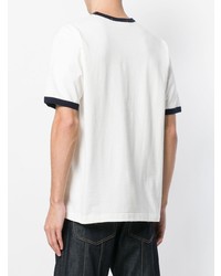 T-shirt à col rond imprimé blanc et bleu marine Junya Watanabe Man X Levi's